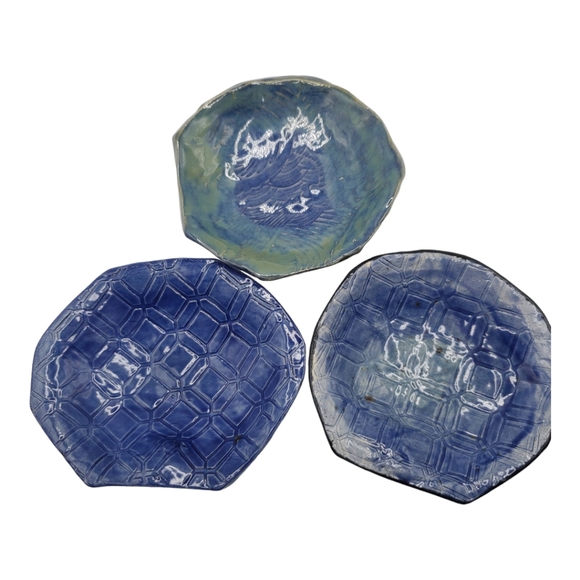 Lot 3 Sushi Wasabi Plates/Mini Catchalls. Boho chic. Gift Set or keep yourself! - Picture 2 of 7